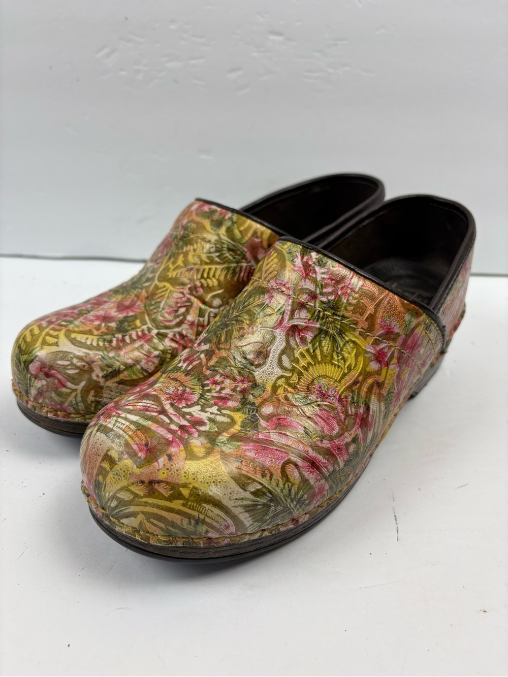 Dansko Yellow Floral Comfort Clogs Shoes Women’s Size 39 9